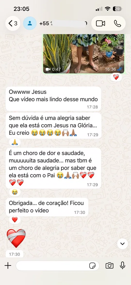 Reação real de uma cliente da Eterniza no WhatsApp